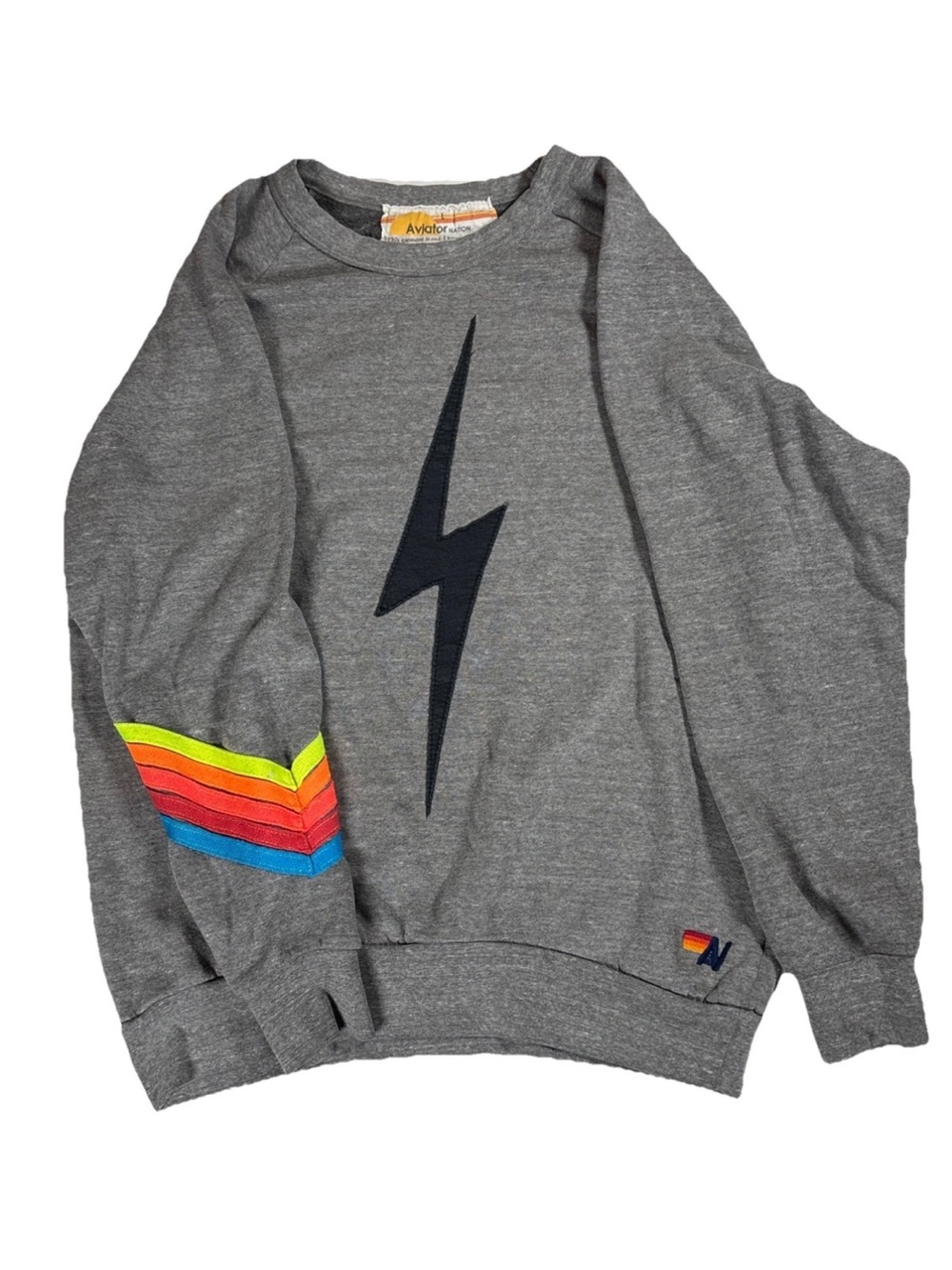 Aviator Nation Lightning Bolt Chevron Gray Women’s Sweatshirt Small